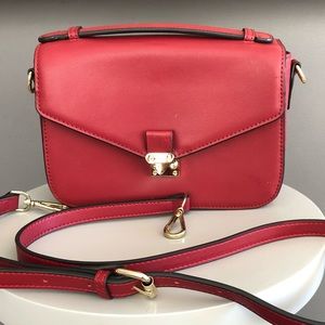 Saks Fifth Avenue Genuine Leather Red Crossbody